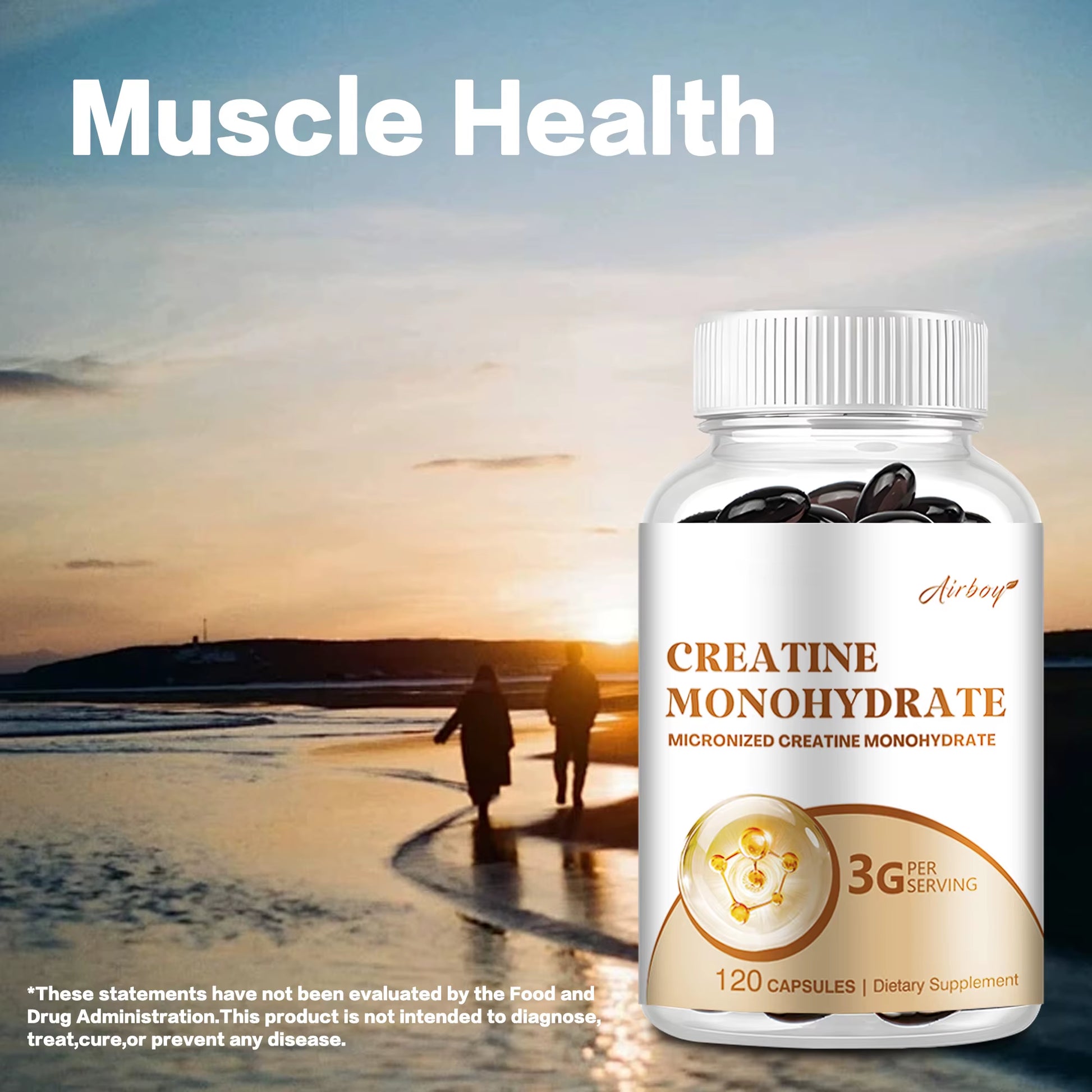 Creatine Monohydrate - Promotes Lean Muscle Growth, Increases Strength and Improves Athletic Performance - 120 Capsules