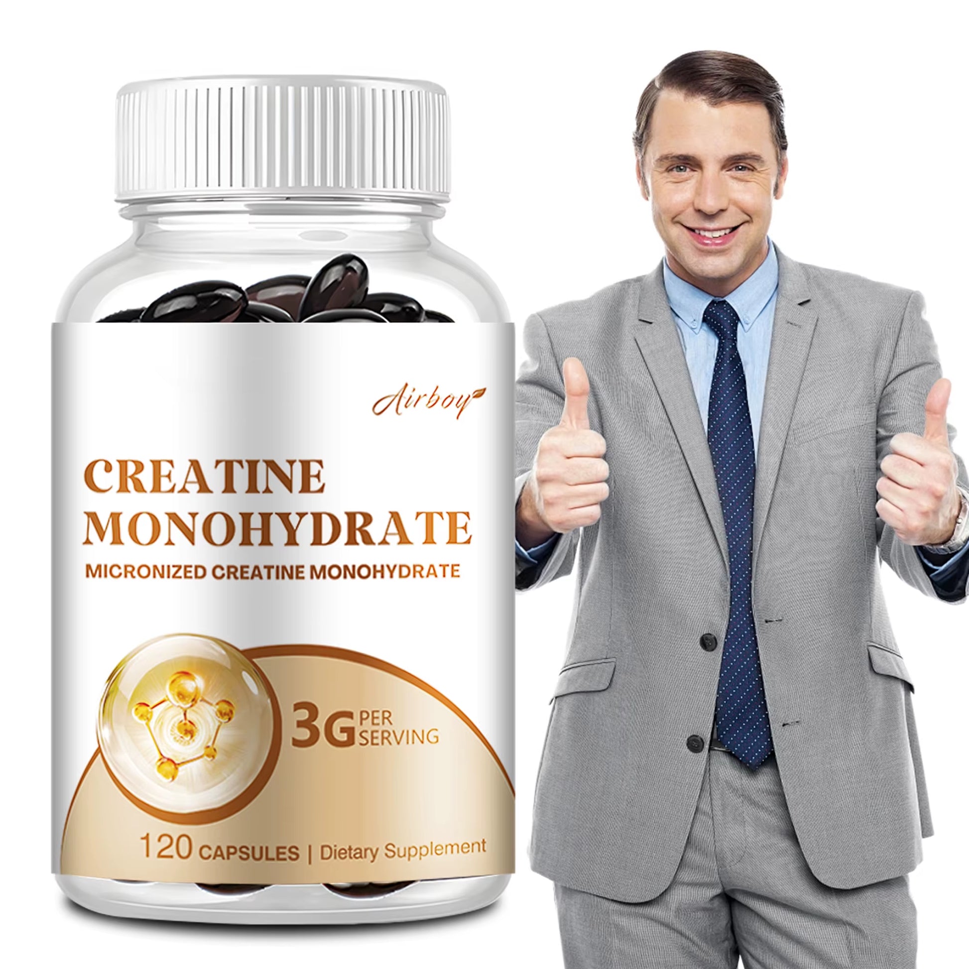 Creatine Monohydrate - Promotes Lean Muscle Growth, Increases Strength and Improves Athletic Performance - 120 Capsules