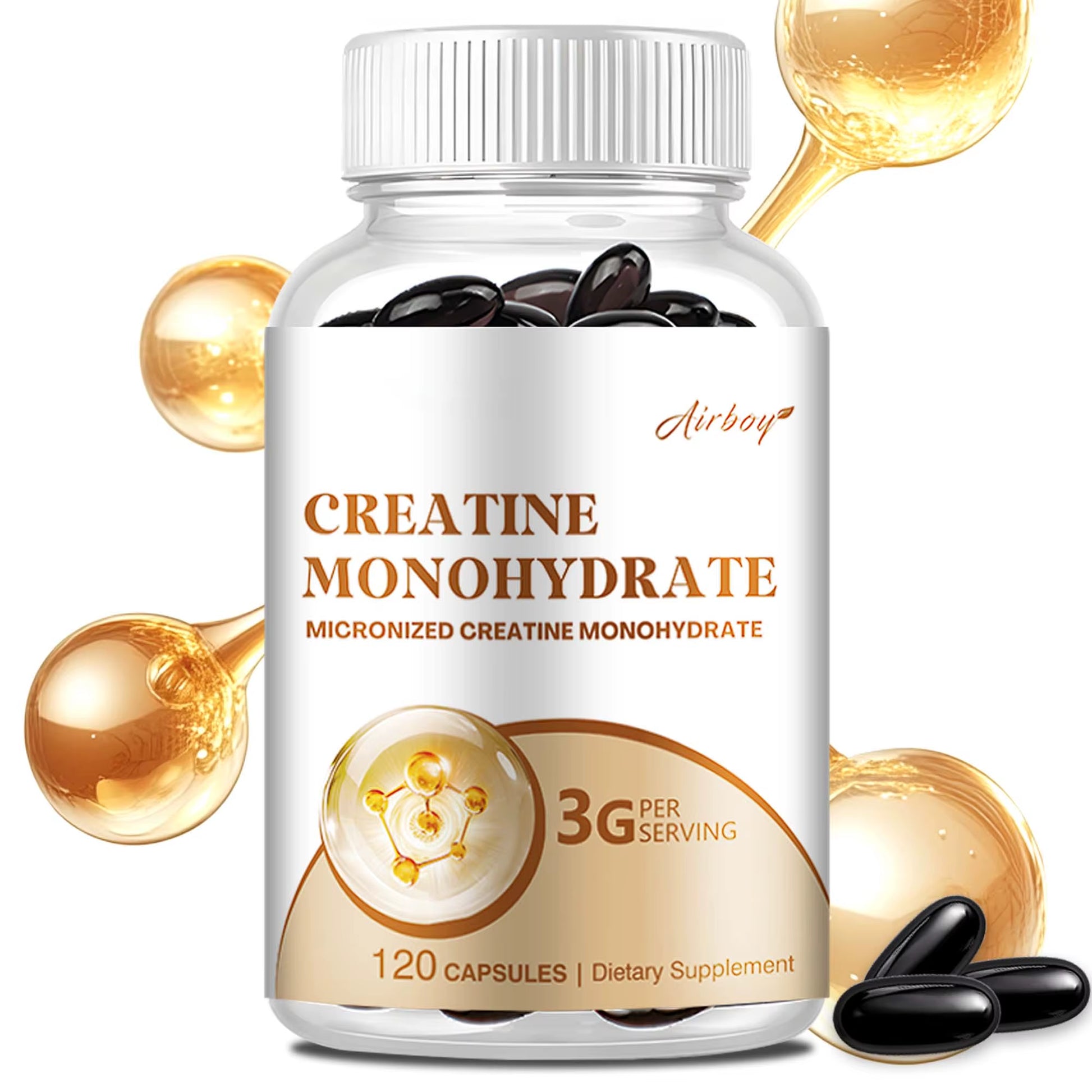 Creatine Monohydrate - Promotes Lean Muscle Growth, Increases Strength and Improves Athletic Performance - 120 Capsules